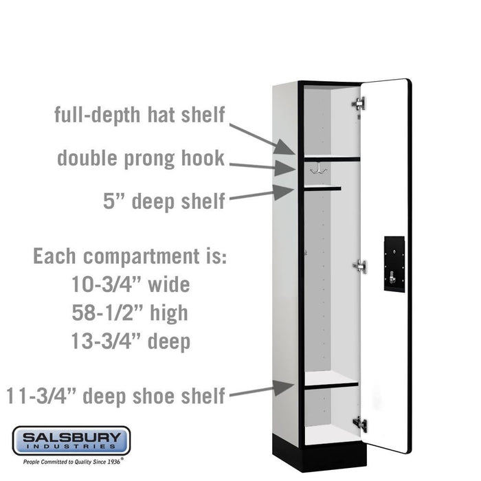 Salsbury 12" Wide Single Tier Designer Wood Locker - 1 Wide - 5 Feet High - 15 Inches Deep - Gray - Black Electronic Locks - Sweatfully