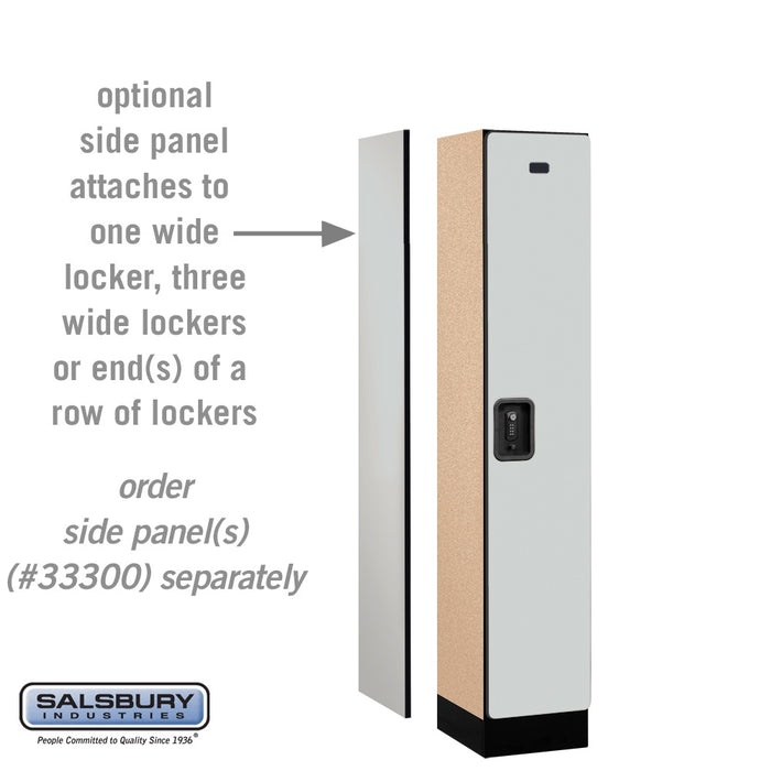 Salsbury 12" Wide Single Tier Designer Wood Locker - 1 Wide - 5 Feet High - 15 Inches Deep - Gray - Black Resettable Combination Locks - Sweatfully