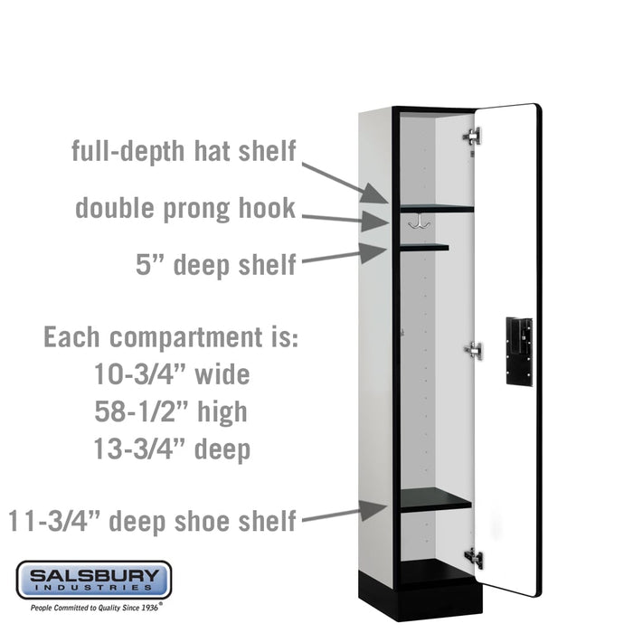 Salsbury 12" Wide Single Tier Designer Wood Locker - 1 Wide - 5 Feet High - 15 Inches Deep - Gray - Hasps - Sweatfully