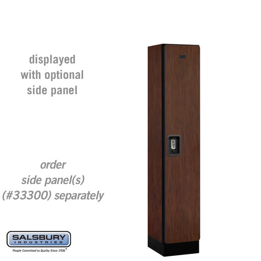 Salsbury 12" Wide Single Tier Designer Wood Locker - 1 Wide - 5 Feet High - 15 Inches Deep - Mahogany - Silver Resettable Combination Locks - Sweatfully