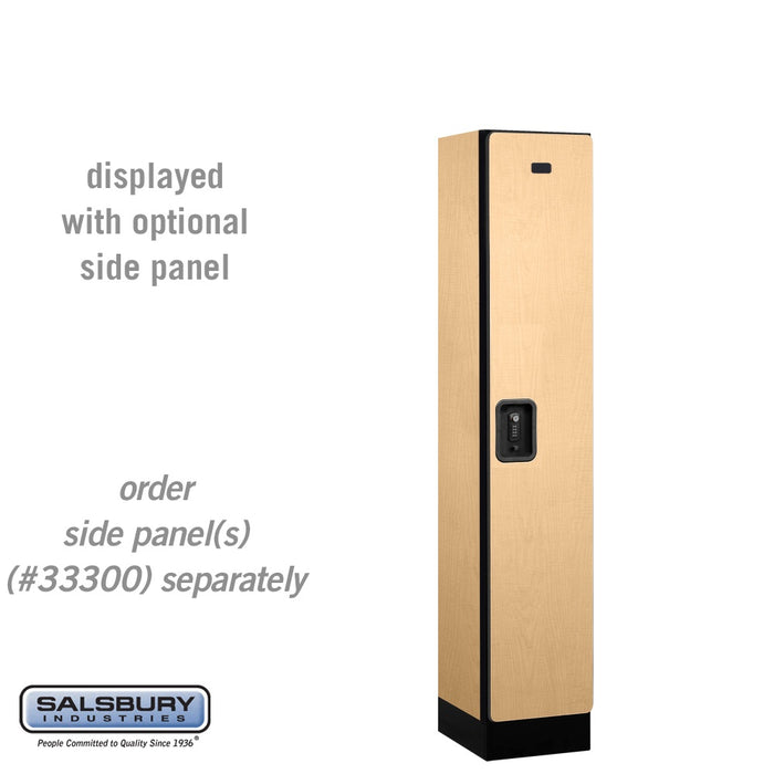 Salsbury 12" Wide Single Tier Designer Wood Locker - 1 Wide - 5 Feet High - 15 Inches Deep - Maple - Black Resettable Combination Locks - Sweatfully