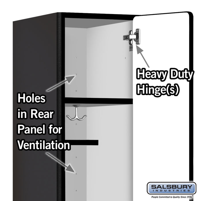 Salsbury 12" Wide Single Tier Designer Wood Locker - 1 Wide - 5 Feet High - 18 Inches Deep - Black - Hasps - Sweatfully