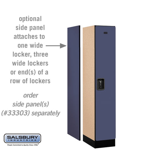 Salsbury 12" Wide Single Tier Designer Wood Locker - 1 Wide - 5 Feet High - 18 Inches Deep - Blue - Black Resettable Combination Locks - Sweatfully