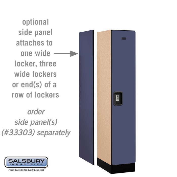 Salsbury 12" Wide Single Tier Designer Wood Locker - 1 Wide - 5 Feet High - 18 Inches Deep - Blue - Silver Resettable Combination Locks - Sweatfully