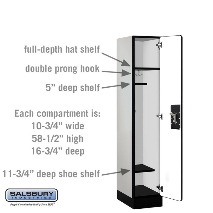 Salsbury 12" Wide Single Tier Designer Wood Locker - 1 Wide - 5 Feet High - 18 Inches Deep - Gray - Silver Resettable Combination Locks - Sweatfully