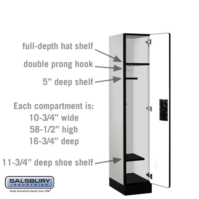 Salsbury 12" Wide Single Tier Designer Wood Locker - 1 Wide - 5 Feet High - 18 Inches Deep - Gray - Hasps - Sweatfully
