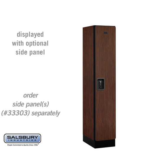 Salsbury 12" Wide Single Tier Designer Wood Locker - 1 Wide - 5 Feet High - 18 Inches Deep - Mahogany - Black Resettable Combination Locks - Sweatfully