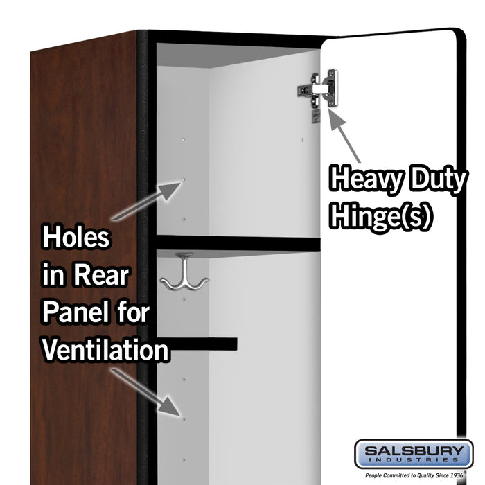 Salsbury 12" Wide Single Tier Designer Wood Locker - 1 Wide - 5 Feet High - 18 Inches Deep - Mahogany - Hasps - Sweatfully