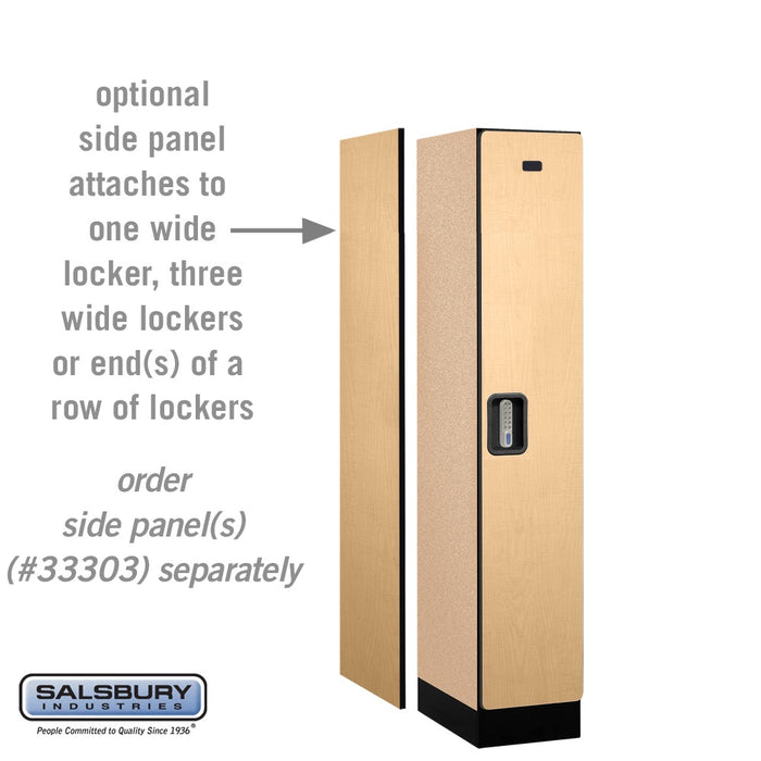 Salsbury 12" Wide Single Tier Designer Wood Locker - 1 Wide - 5 Feet High - 18 Inches Deep - Maple - Silver Electronic Locks - Sweatfully