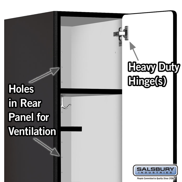 Salsbury 12" Wide Single Tier Designer Wood Locker - 1 Wide - 6 Feet High - 21 Inches Deep - Black - Hasps - Sweatfully
