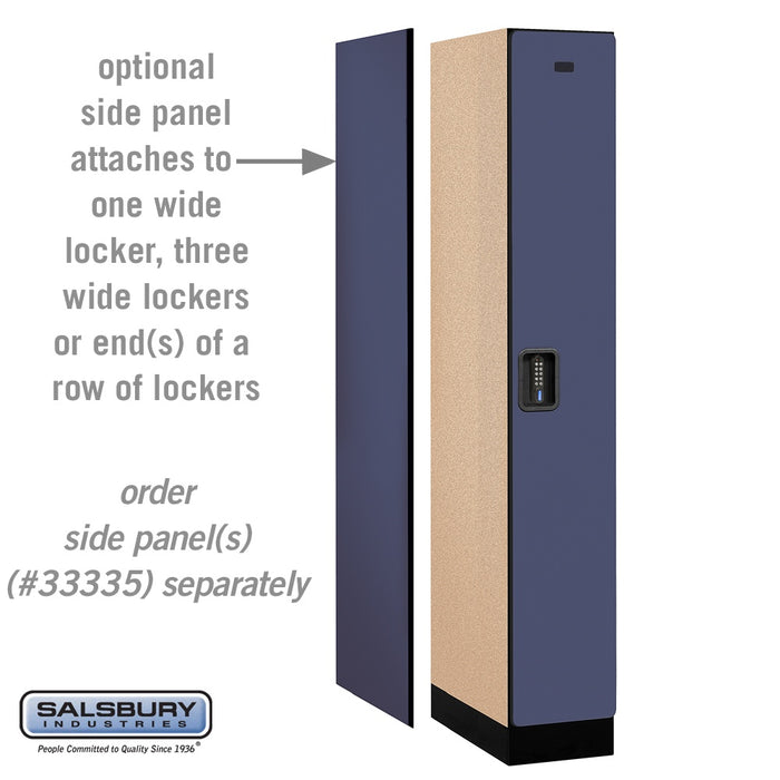 Salsbury 12" Wide Single Tier Designer Wood Locker - 1 Wide - 6 Feet High - 21 Inches Deep - Blue - Black Electronic Locks - Sweatfully