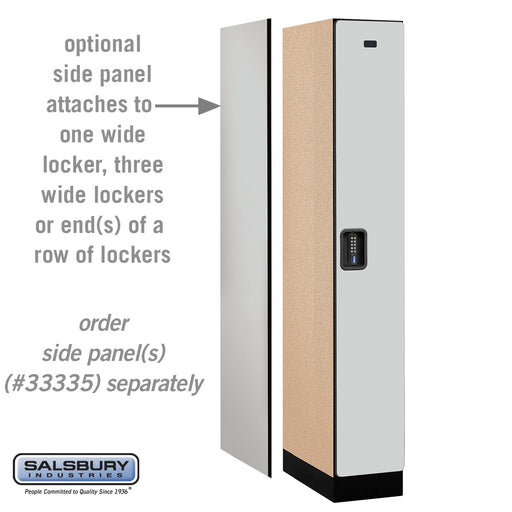 Salsbury 12" Wide Single Tier Designer Wood Locker - 1 Wide - 6 Feet High - 21 Inches Deep - Gray - Black Electronic Locks - Sweatfully