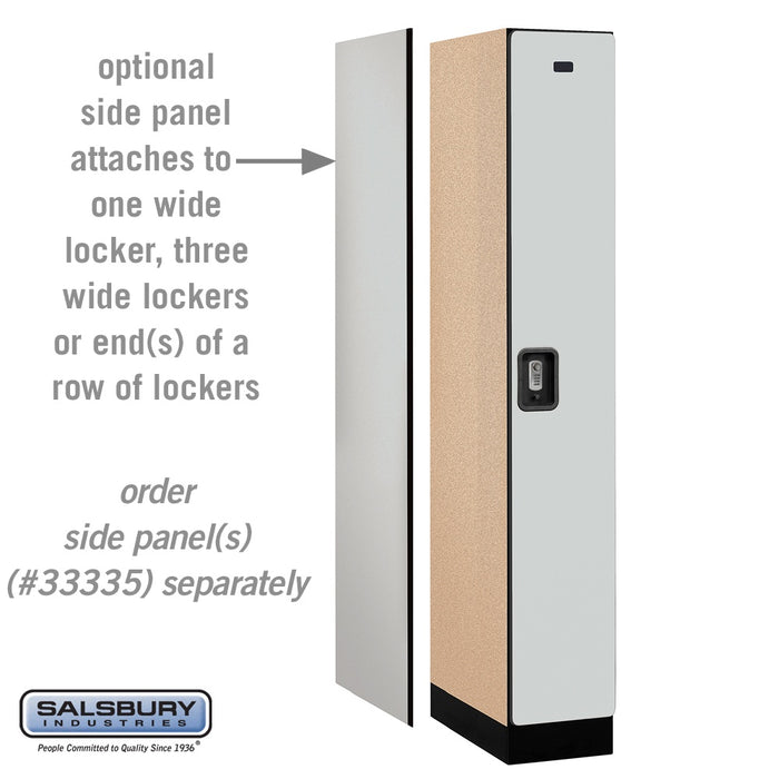 Salsbury 12" Wide Single Tier Designer Wood Locker - 1 Wide - 6 Feet High - 21 Inches Deep - Gray - Silver Resettable Combination Locks - Sweatfully