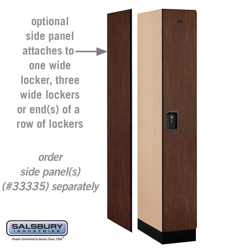 Salsbury 12" Wide Single Tier Designer Wood Locker - 1 Wide - 6 Feet High - 21 Inches Deep - Mahogany - Black Resettable Combination Locks - Sweatfully
