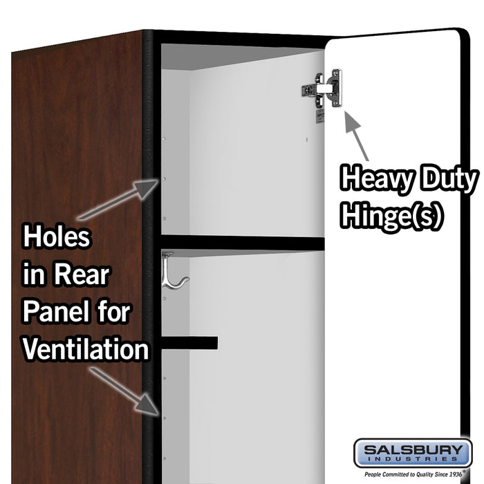 Salsbury 12" Wide Single Tier Designer Wood Locker - 1 Wide - 6 Feet High - 21 Inches Deep - Mahogany - Hasps - Sweatfully