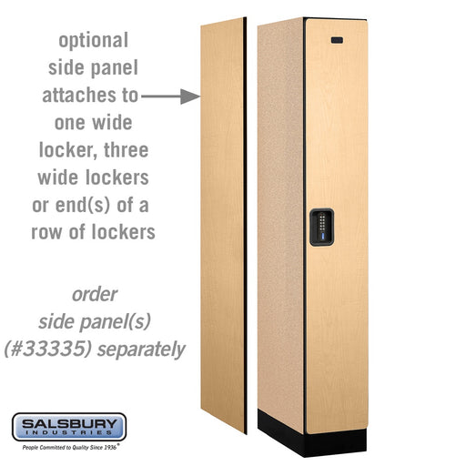 Salsbury 12" Wide Single Tier Designer Wood Locker - 1 Wide - 6 Feet High - 21 Inches Deep - Maple - Black Electronic Locks - Sweatfully