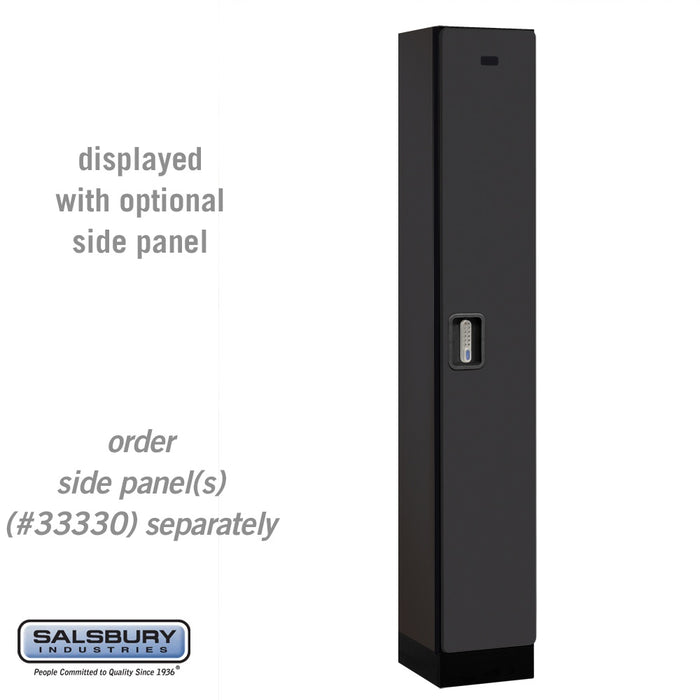 Salsbury 12" Wide Single Tier Designer Wood Locker - 1 Wide - 6 Feet High - 15 Inches Deep - Black - Silver Electronic Locks - Sweatfully