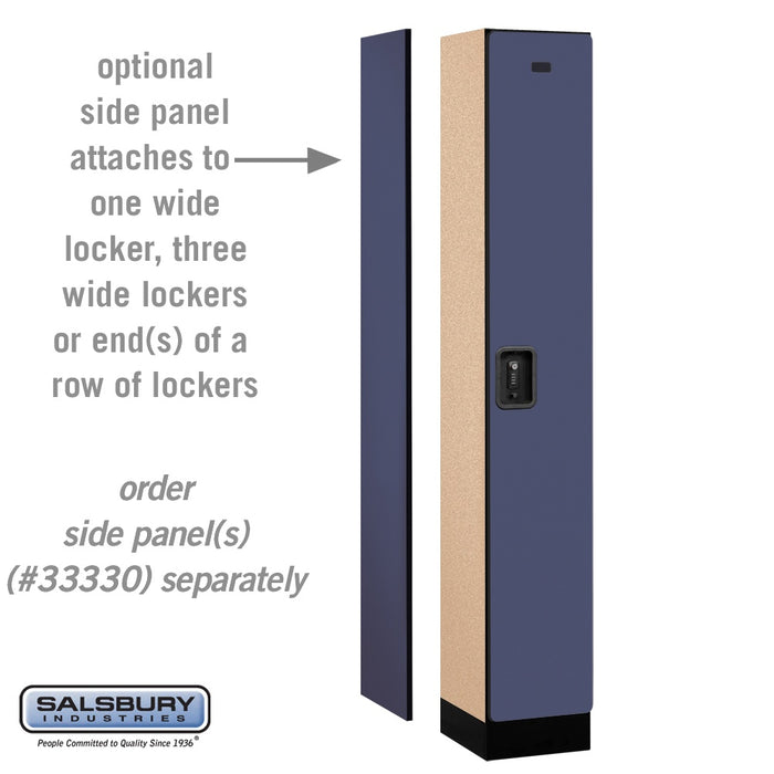 Salsbury 12" Wide Single Tier Designer Wood Locker - 1 Wide - 6 Feet High - 15 Inches Deep - Blue - Black Resettable Combination Locks - Sweatfully