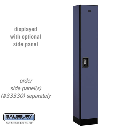 Salsbury 12" Wide Single Tier Designer Wood Locker - 1 Wide - 6 Feet High - 15 Inches Deep - Blue - Silver Resettable Combination Locks - Sweatfully