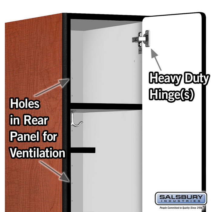 Salsbury 12" Wide Single Tier Designer Wood Locker - 1 Wide - 6 Feet High - 15 Inches Deep - Cherry - Hasps - Sweatfully