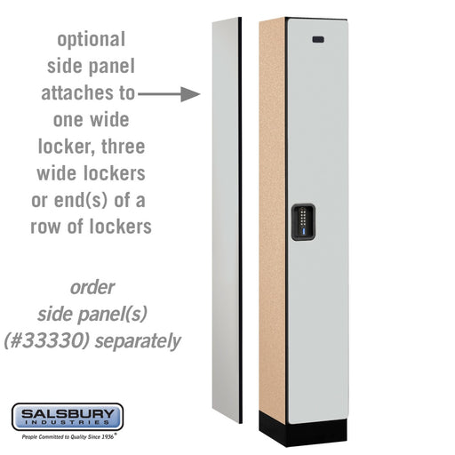 Salsbury 12" Wide Single Tier Designer Wood Locker - 1 Wide - 6 Feet High - 15 Inches Deep - Gray - Black Electronic Locks - Sweatfully