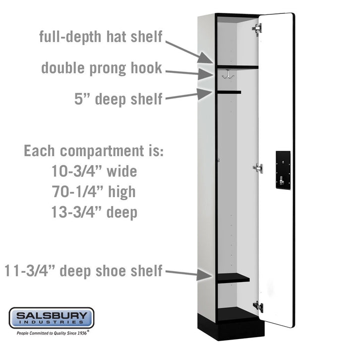 Salsbury 12" Wide Single Tier Designer Wood Locker - 1 Wide - 6 Feet High - 15 Inches Deep - Gray - Black Electronic Locks - Sweatfully