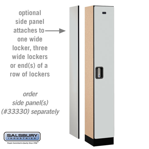 Salsbury 12" Wide Single Tier Designer Wood Locker - 1 Wide - 6 Feet High - 15 Inches Deep - Gray - Silver Electronic Locks - Sweatfully