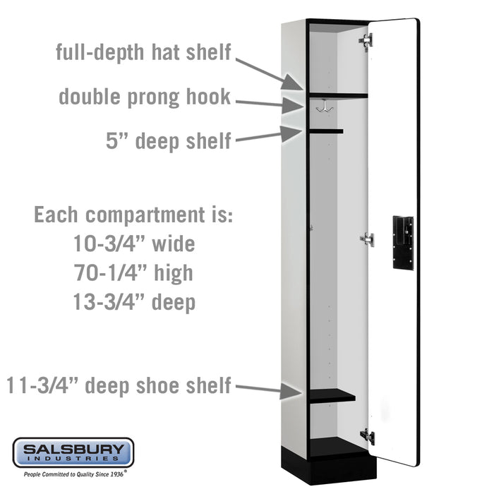 Salsbury 12" Wide Single Tier Designer Wood Locker - 1 Wide - 6 Feet High - 15 Inches Deep - Gray - Hasps - Sweatfully