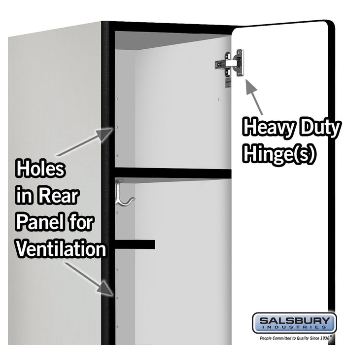 Salsbury 12" Wide Single Tier Designer Wood Locker - 1 Wide - 6 Feet High - 15 Inches Deep - Gray - Hasps - Sweatfully