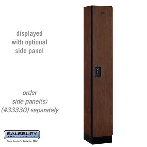 Salsbury 12" Wide Single Tier Designer Wood Locker - 1 Wide - 6 Feet High - 15 Inches Deep - Mahogany - Black Resettable Combination Locks - Sweatfully