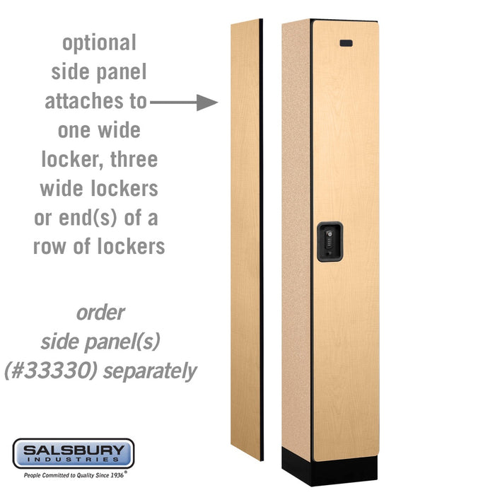 Salsbury 12" Wide Single Tier Designer Wood Locker - 1 Wide - 6 Feet High - 15 Inches Deep - Maple - Black Resettable Combination Locks - Sweatfully