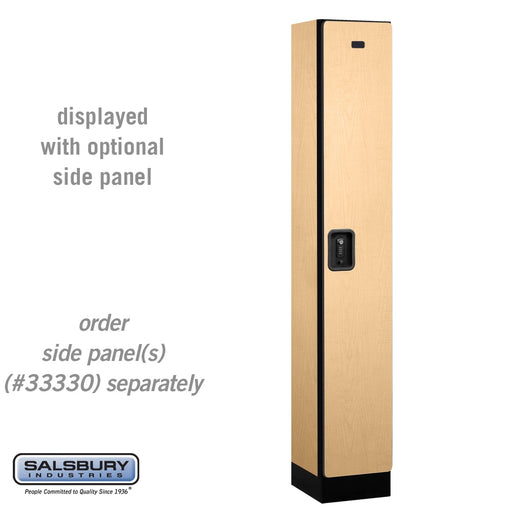 Salsbury 12" Wide Single Tier Designer Wood Locker - 1 Wide - 6 Feet High - 15 Inches Deep - Maple - Black Resettable Combination Locks - Sweatfully