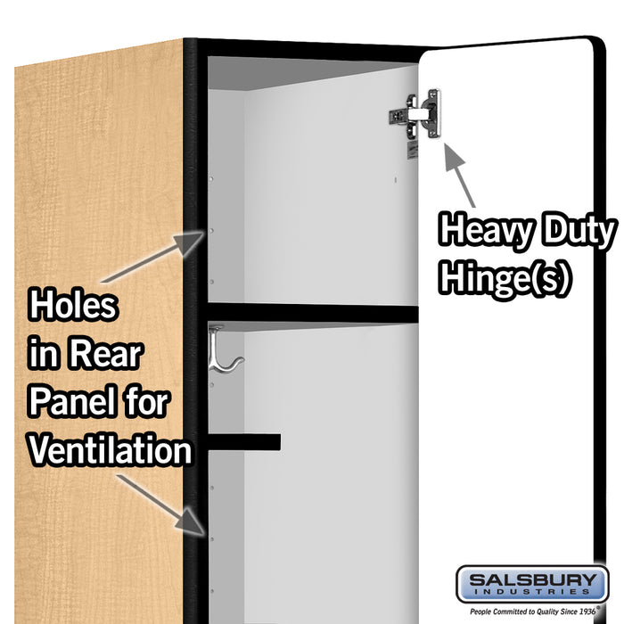 Salsbury 12" Wide Single Tier Designer Wood Locker - 1 Wide - 6 Feet High - 15 Inches Deep - Maple - Hasps - Sweatfully