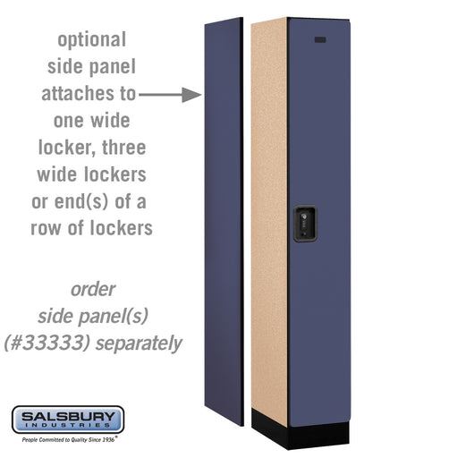 Salsbury 12" Wide Single Tier Designer Wood Locker - 1 Wide - 6 Feet High - 18 Inches Deep - Blue - Black Resettable Combination Locks - Sweatfully