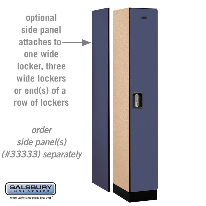 Salsbury 12" Wide Single Tier Designer Wood Locker - 1 Wide - 6 Feet High - 18 Inches Deep - Blue - Silver Electronic Locks - Sweatfully