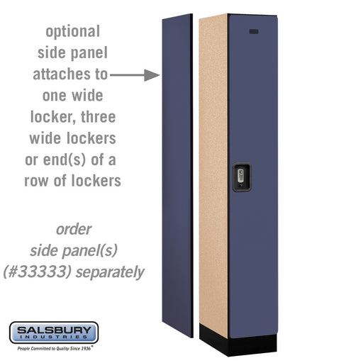 Salsbury 12" Wide Single Tier Designer Wood Locker - 1 Wide - 6 Feet High - 18 Inches Deep - Blue - Silver Resettable Combination Locks - Sweatfully