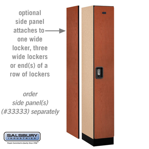Salsbury 12" Wide Single Tier Designer Wood Locker - 1 Wide - 6 Feet High - 18 Inches Deep - Cherry - Silver Resettable Combination Locks - Sweatfully