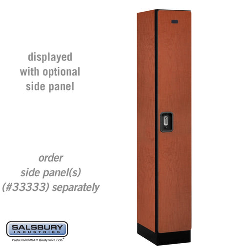 Salsbury 12" Wide Single Tier Designer Wood Locker - 1 Wide - 6 Feet High - 18 Inches Deep - Cherry - Silver Resettable Combination Locks - Sweatfully