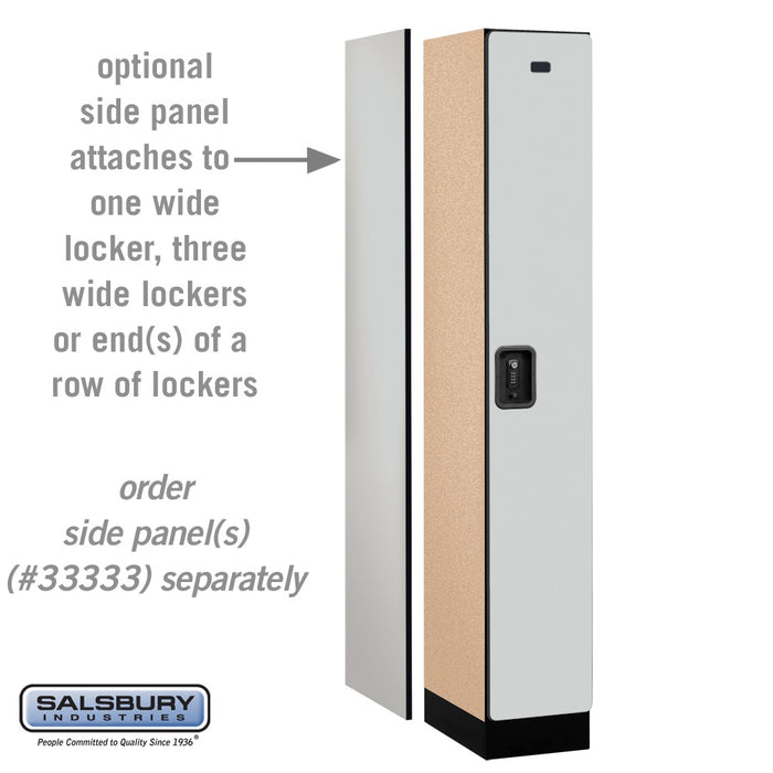 Salsbury 12" Wide Single Tier Designer Wood Locker - 1 Wide - 6 Feet High - 18 Inches Deep - Gray - Black Resettable Combination Locks - Sweatfully