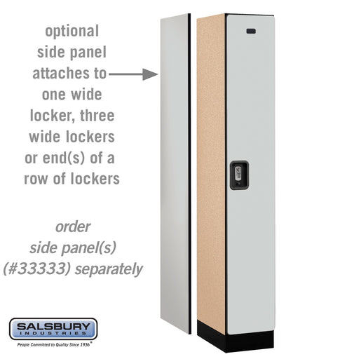 Salsbury 12" Wide Single Tier Designer Wood Locker - 1 Wide - 6 Feet High - 18 Inches Deep - Gray - Silver Resettable Combination Locks - Sweatfully