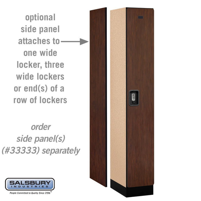Salsbury 12" Wide Single Tier Designer Wood Locker - 1 Wide - 6 Feet High - 18 Inches Deep - Mahogany - Silver Resettable Combination Locks - Sweatfully