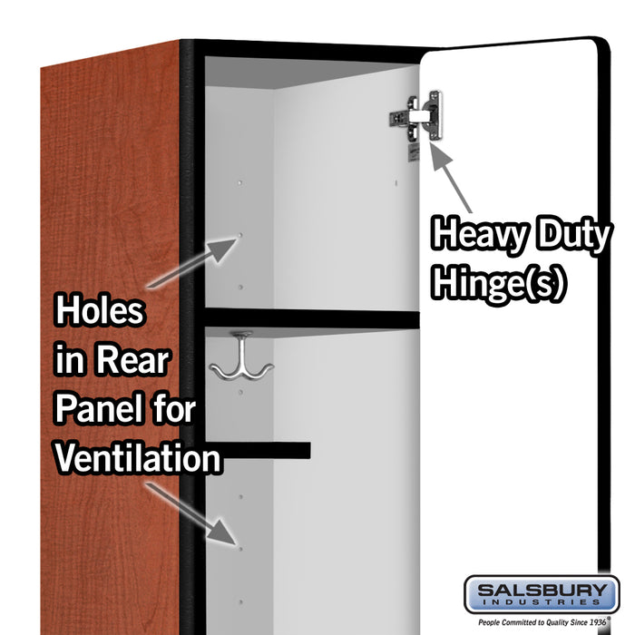 Salsbury 12" Wide Single Tier Designer Wood Locker - 1 Wide - 6 Feet High - 18 Inches Deep - Cherry - Hasps - Sweatfully