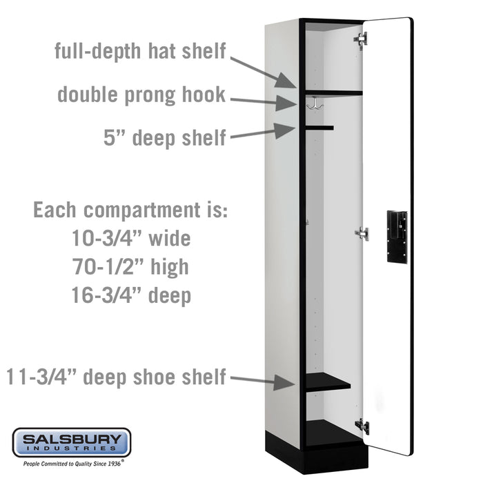 Salsbury 12" Wide Single Tier Designer Wood Locker - 1 Wide - 6 Feet High - 18 Inches Deep - Gray - Hasps - Sweatfully