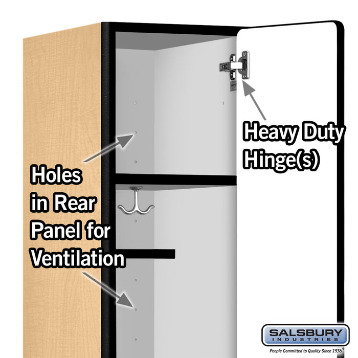 Salsbury 12" Wide Single Tier Designer Wood Locker - 1 Wide - 6 Feet High - 18 Inches Deep - Maple - Hasps - Sweatfully