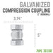 2 in. Galvanized Iron Compression Coupling - Sweatfully