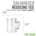 1 1/4 in. x 1 1/4 in. x 3/4 in. Galvanized Iron Reducing Tee - Sweatfully