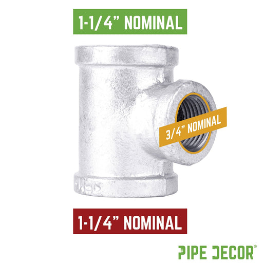 1 1/4 in. x 1 1/4 in. x 3/4 in. Galvanized Iron Reducing Tee - Sweatfully