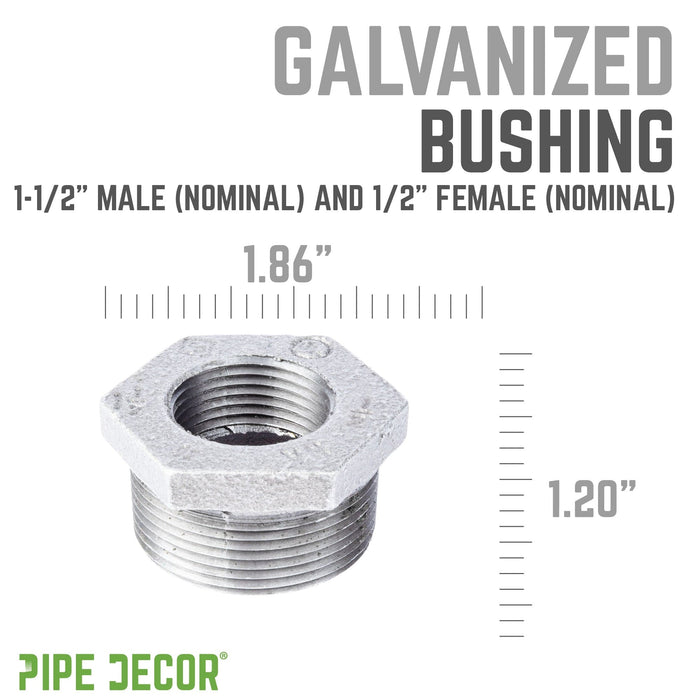 1 1/2 in. x 1/2 in. Galvanized Iron Bushing - Sweatfully