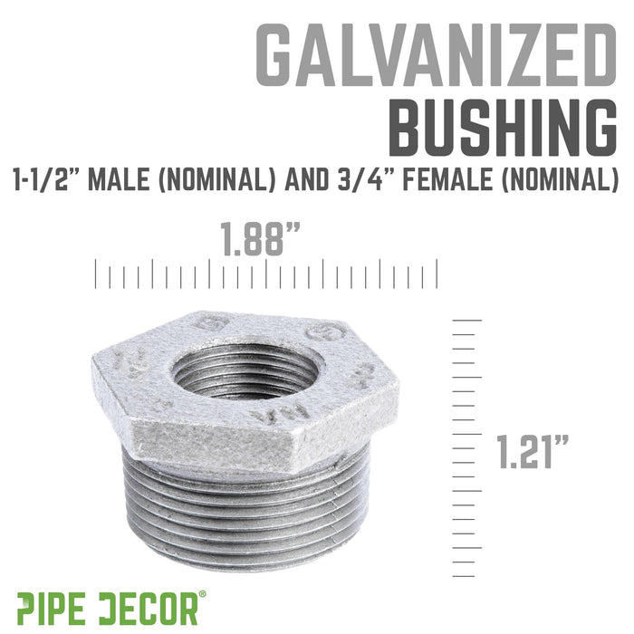 1 1/2 in. x  3/4 in. Galvanized Iron Bushing - Sweatfully