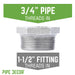 1 1/2 in. x  3/4 in. Galvanized Iron Bushing - Sweatfully